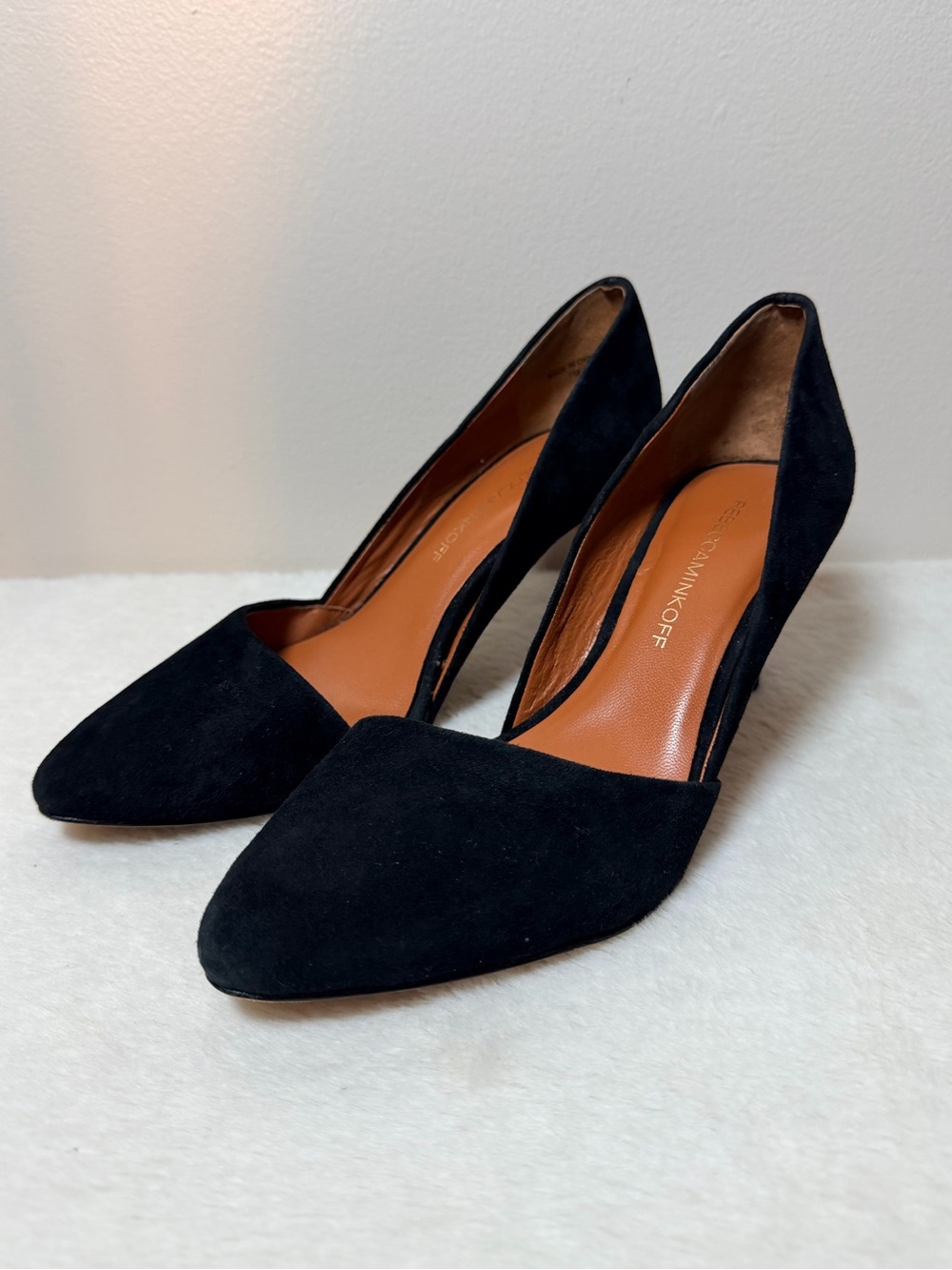 Rebecca Minkoff Black Genuine Suede Pointed-Toe Pumps 7